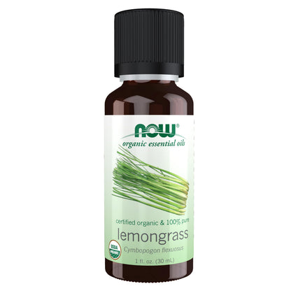 NOW Essential Oils Organic Lemongrass Oil – Pure Steam-Distilled, 1 oz