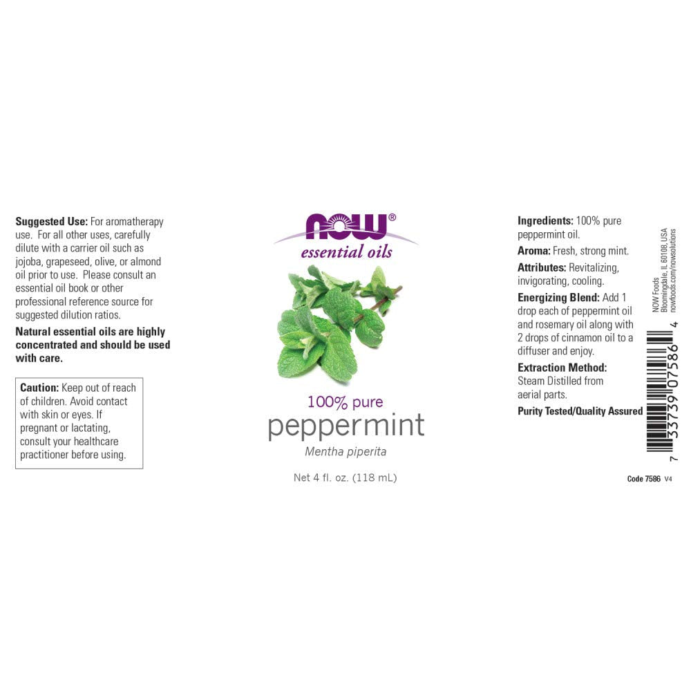 Now Peppermint Essential Oil, 4-Ounce – 100% Pure & Undiluted