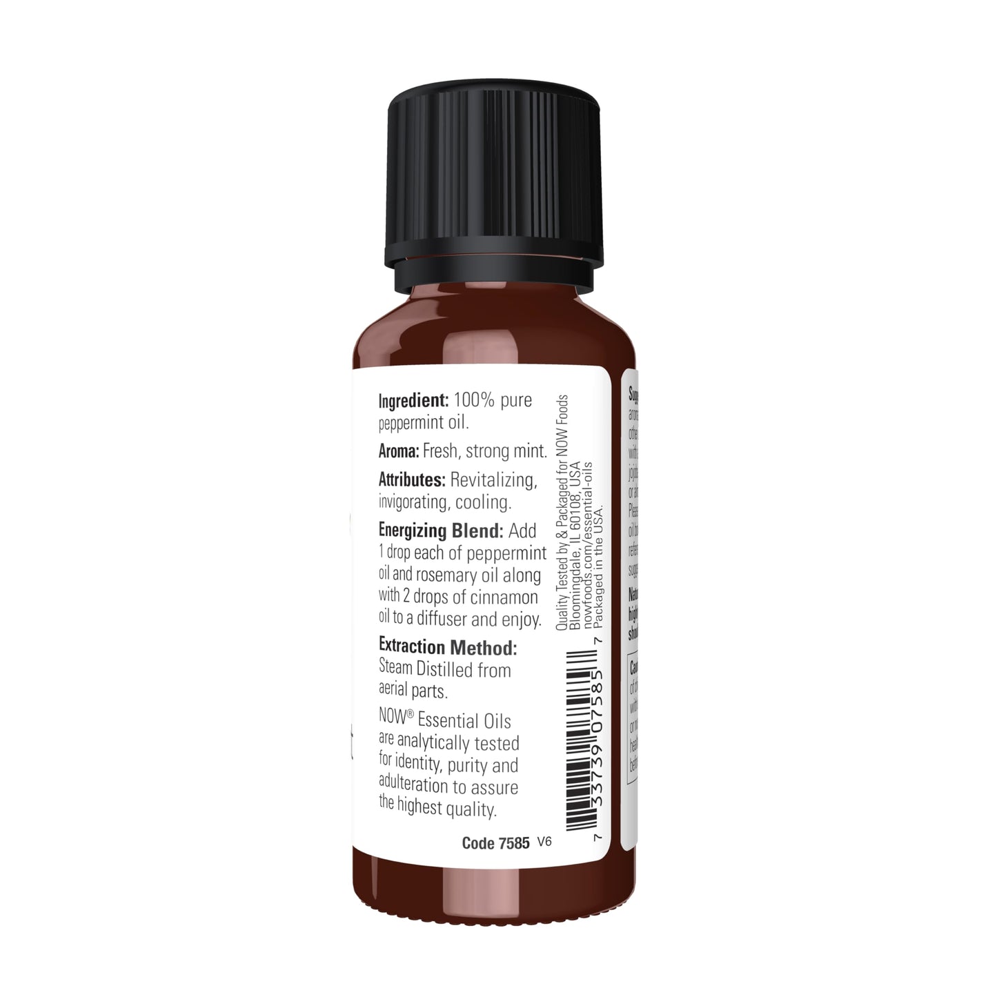 NOW Peppermint Essential Oil - 1 oz | Pure, Steam Distilled, Vegan