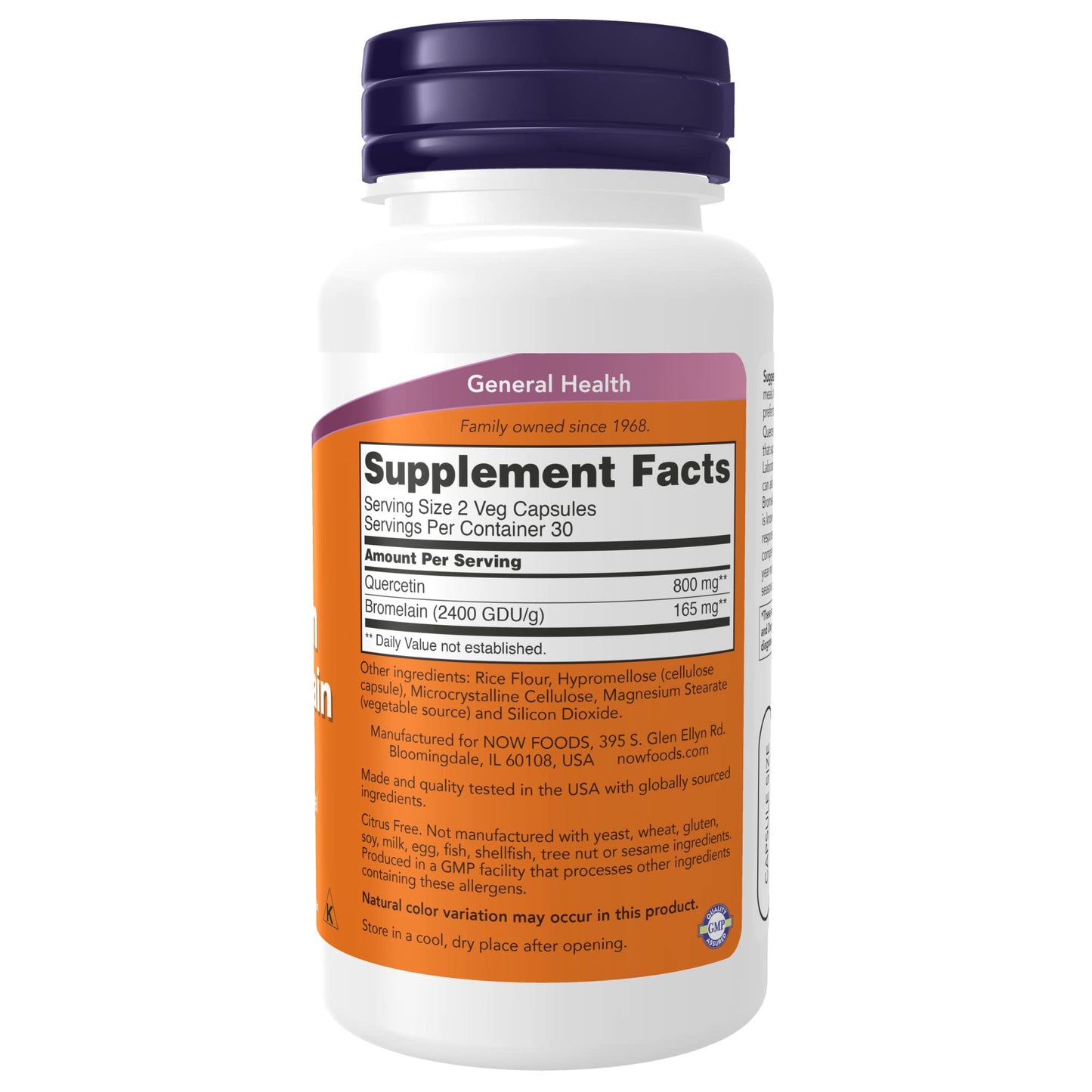 NOW Supplements Quercetin with Bromelain – Balanced Immune System*, 60 Veg Capsules