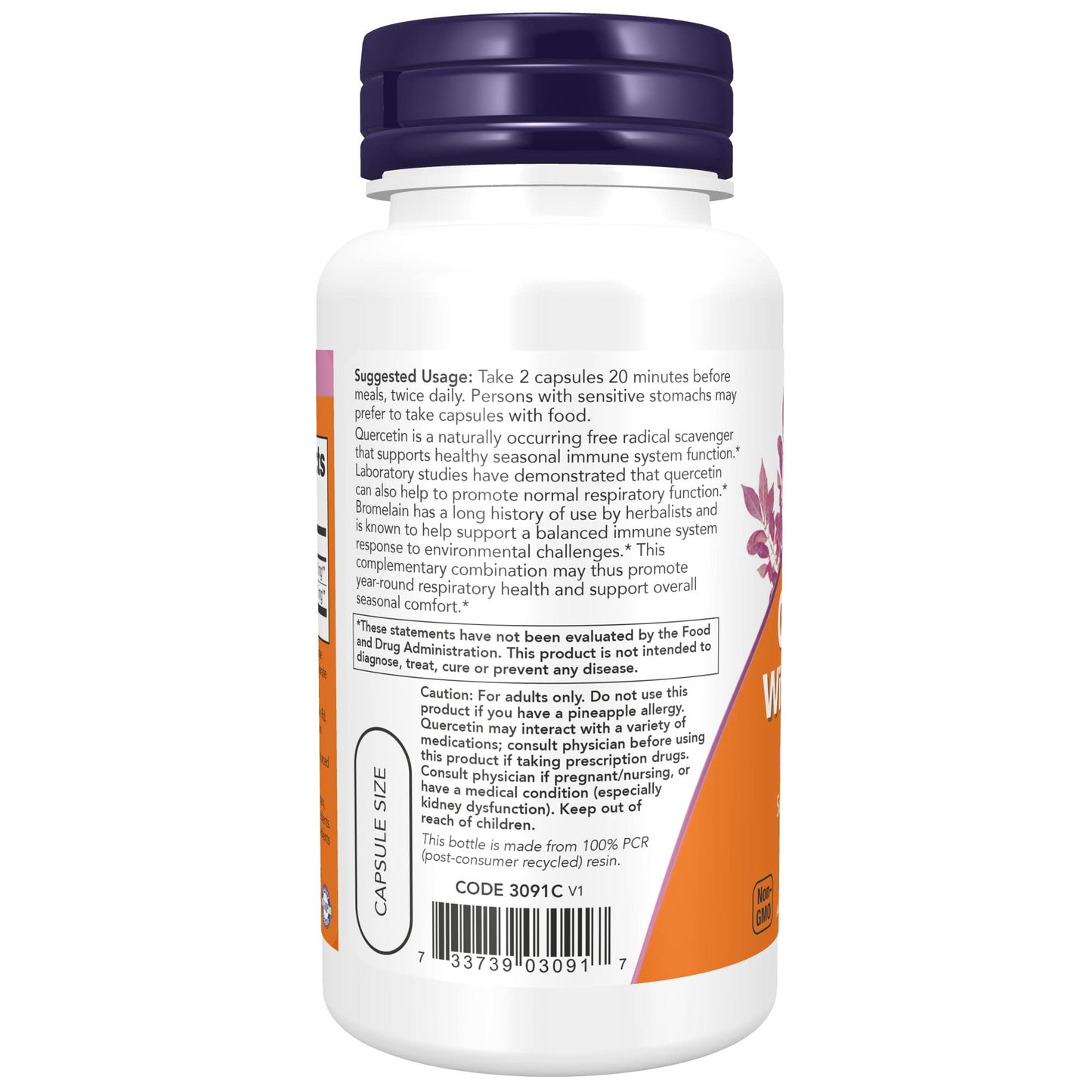 NOW Supplements Quercetin with Bromelain – Balanced Immune System*, 60 Veg Capsules