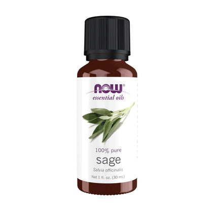 NOW Essential Oils Sage Oil – Steam Distilled, 100% Pure, Vegan, 1 oz