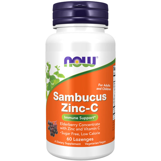 NOW Foods Sambucus Zinc-C Lozenges with Elderberry Concentrate & Vitamin C BritishVita | Premium UK Vitamins & Wellness Supplements