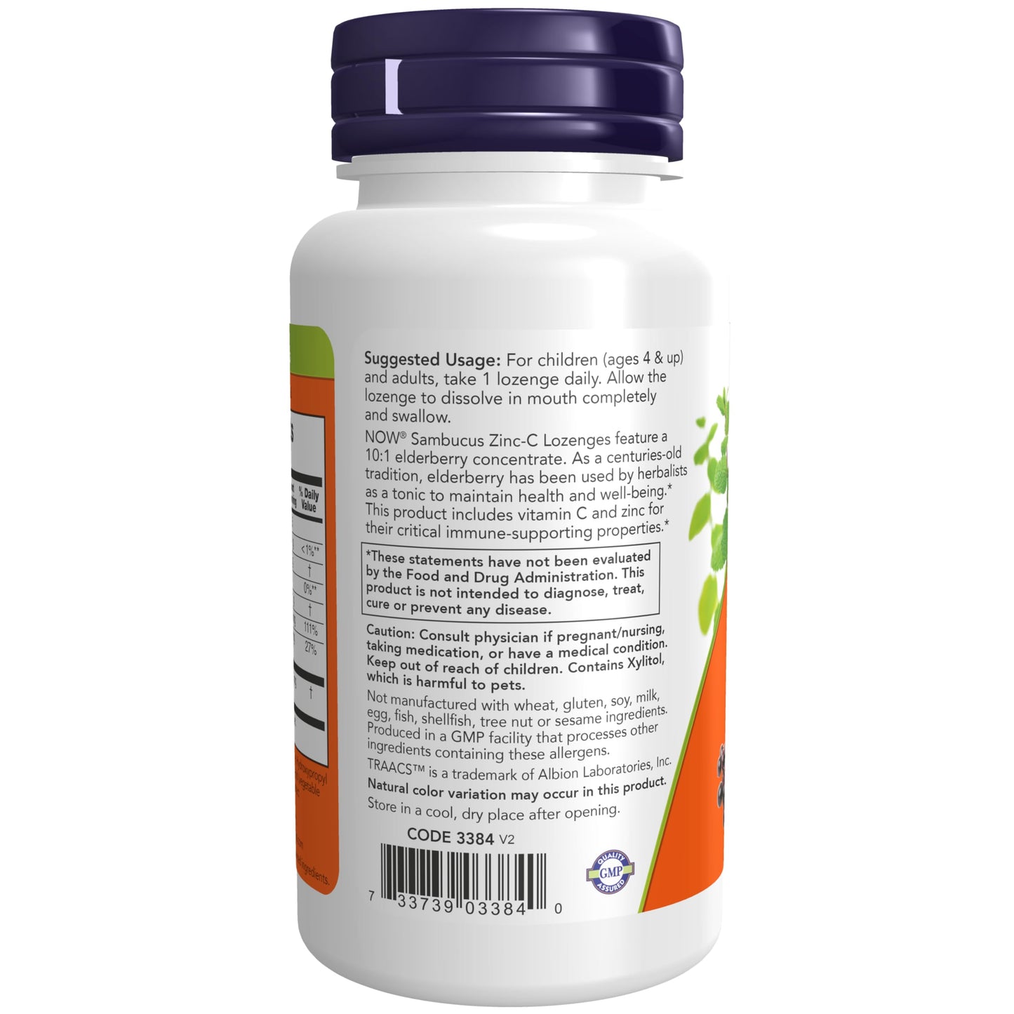 NOW Foods Sambucus Zinc-C Lozenges with Elderberry Concentrate & Vitamin C