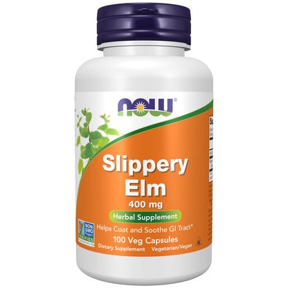 NOW Supplements Slippery Elm 400 mg | Herbal GI Support | 100 Veg Capsules