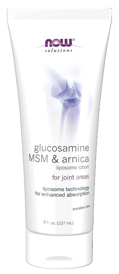 NOW Foods Solutions Glucosamine, MSM & Arnica Liposomal Lotion for Joint Areas, 8 oz