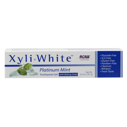 NOW Solutions XyliWhite Toothpaste Gel Platinum Mint – Cleanses & Whitens (6.4 oz)