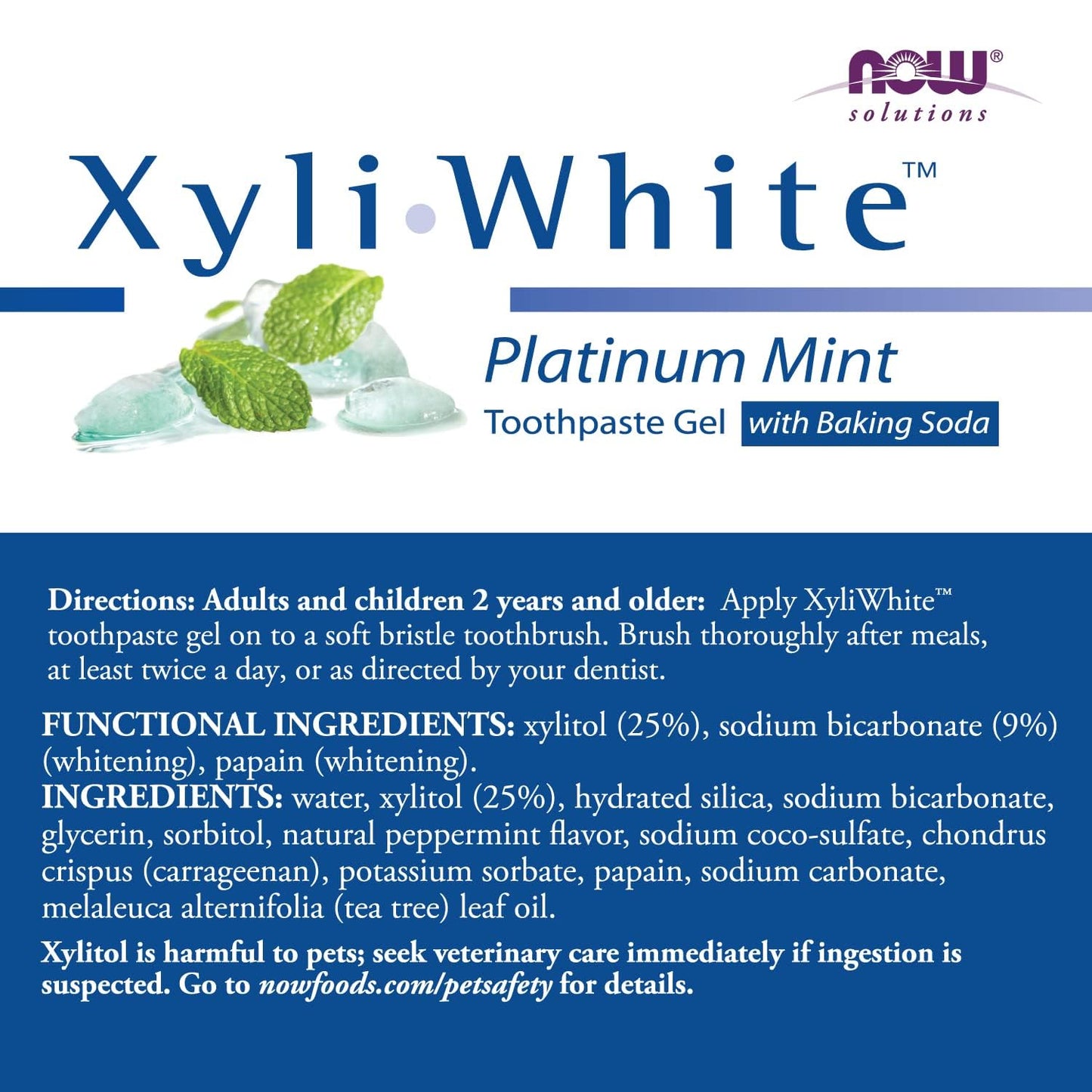 NOW Solutions XyliWhite Toothpaste Gel Platinum Mint – Cleanses & Whitens (6.4 oz)