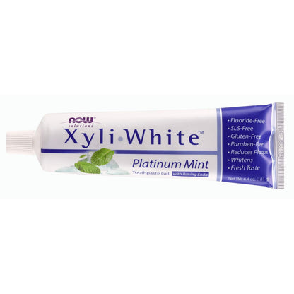 NOW Solutions XyliWhite Toothpaste Gel Platinum Mint – Cleanses & Whitens (6.4 oz)