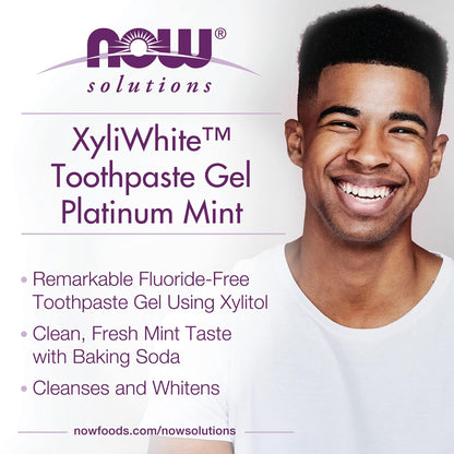 NOW Solutions XyliWhite Toothpaste Gel Platinum Mint – Cleanses & Whitens (6.4 oz)