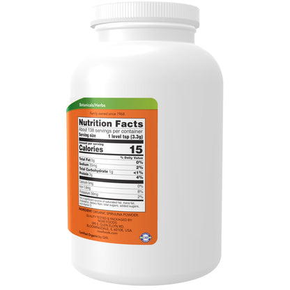 NOW Foods Organic Spirulina Powder – High Protein, Beta-Carotene, B-12, 1 lb