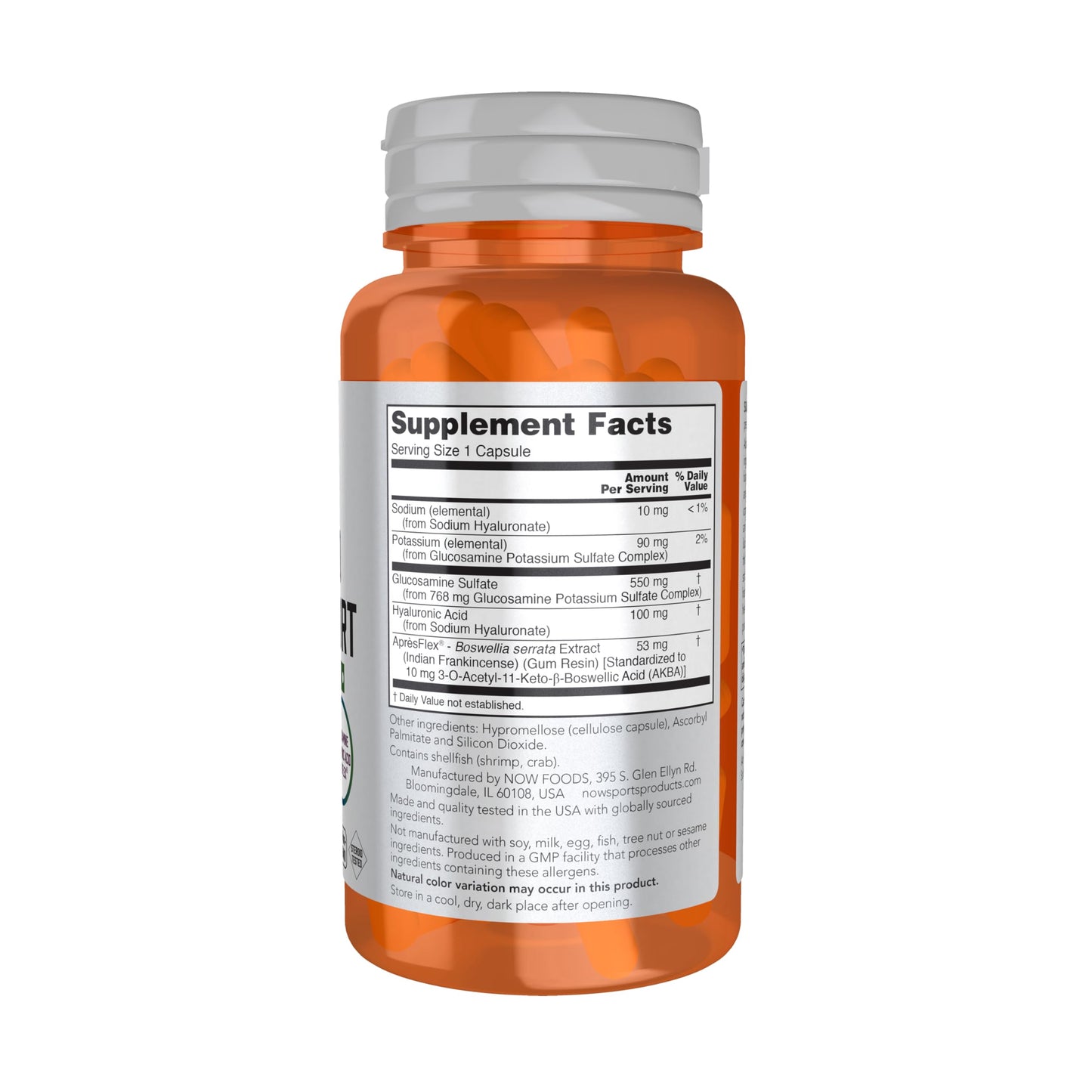 NOW Sports Advanced Joint Support - Glucosamine, Hyaluronic Acid, ApresFlex (60 Capsules)