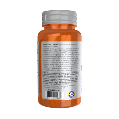 NOW Sports Advanced Joint Support - Glucosamine, Hyaluronic Acid, ApresFlex (60 Capsules)