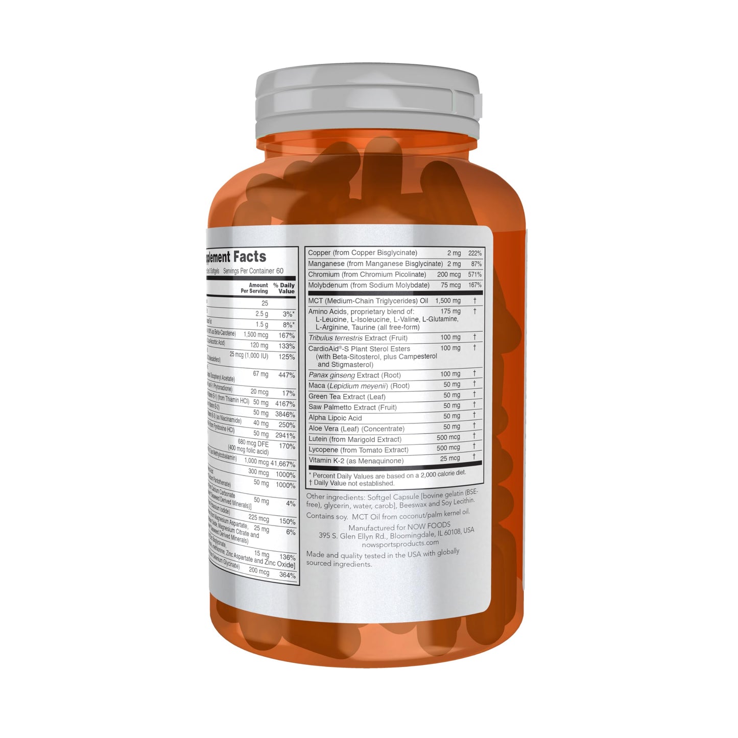 NOW Foods Sports Nutrition: Men's Extreme Sports Multi (180 Softgels) with Free-Form Aminos, ZMA, Tribulus