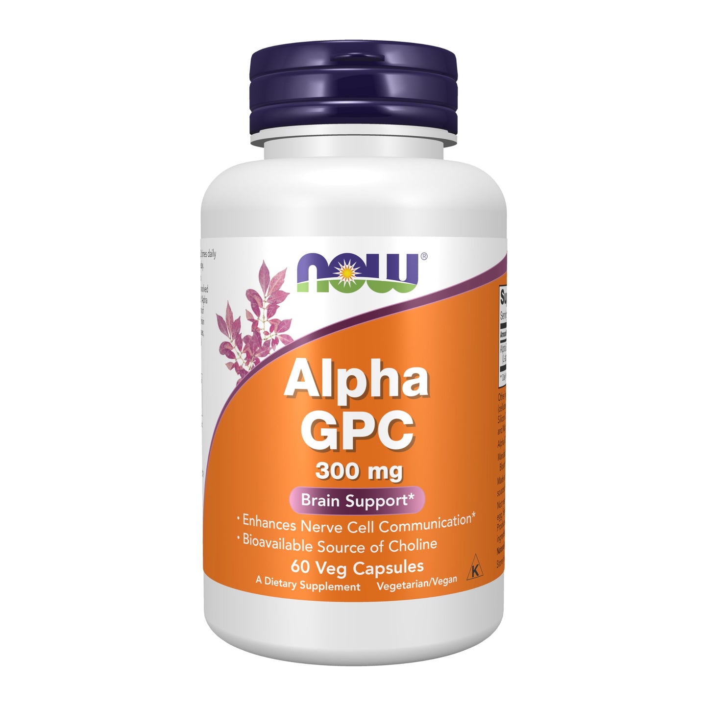 NOW Supplements Alpha GPC 300 mg with Bioavailable Choline | 60 Veg Capsules