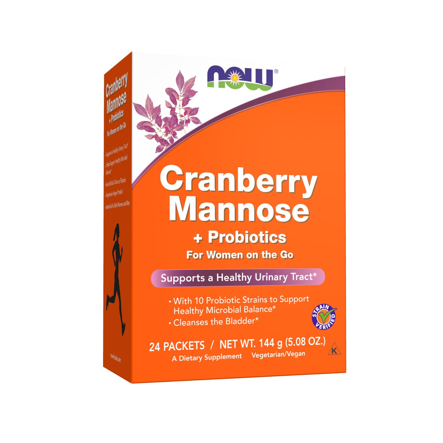 NOW Supplements Cranberry Mannose + Probiotics – 24/Box, 10 Probiotic Strains