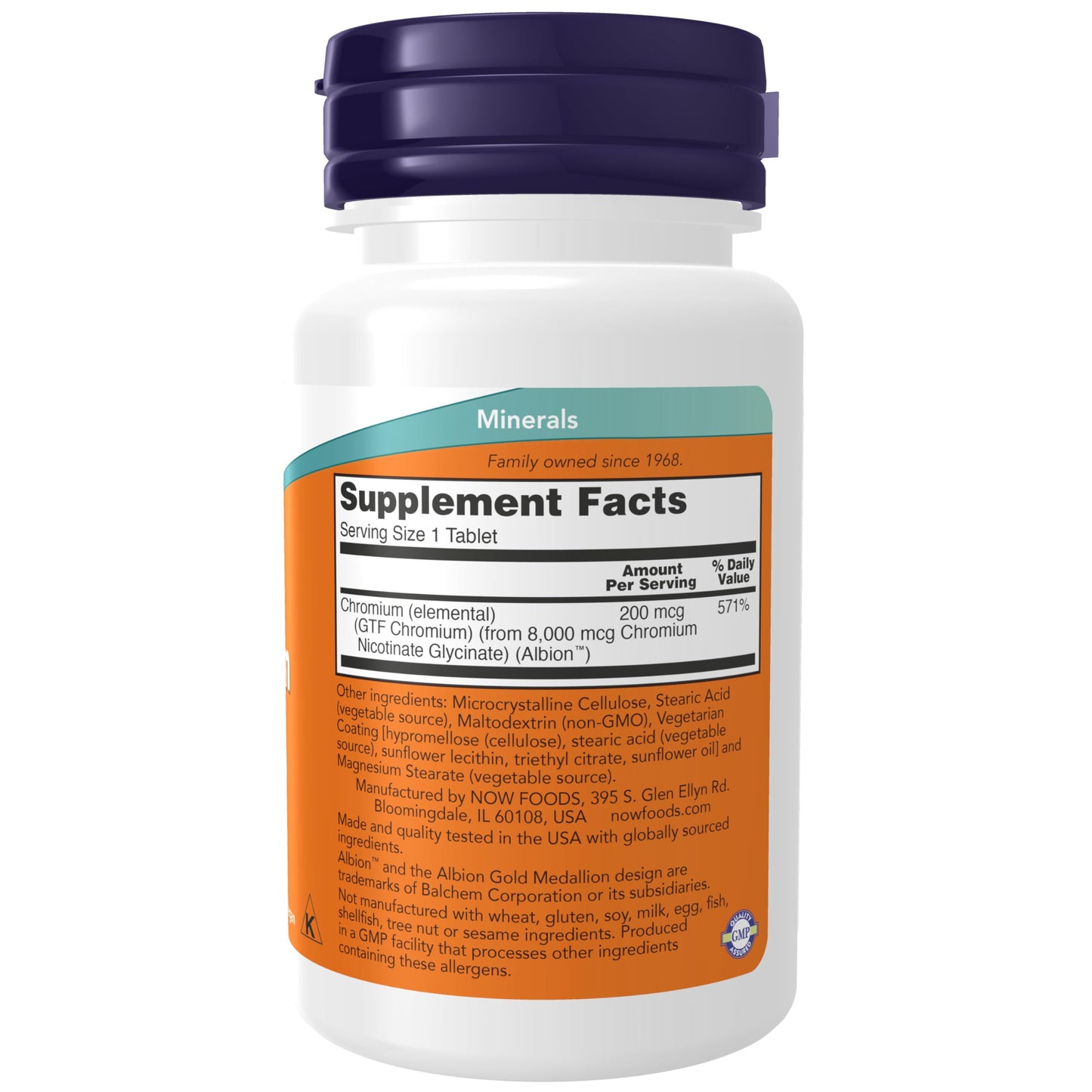 NOW Supplements GTF Chromium 200 mcg - Insulin Co-Factor, 100 Tablets