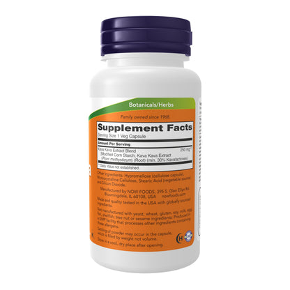 NOW Supplements Kava Kava Extract 250 mg – 60 Veg Capsules | 30% Kavalactones
