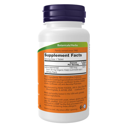 NOW Supplements Kelp 150 mcg Natural Iodine – Easy-to-Swallow Tablets, 200 Count