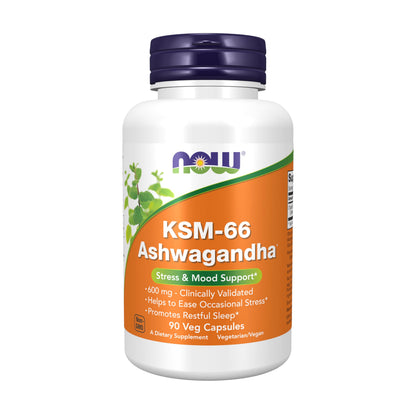 NOW Supplements KSM-66 Ashwagandha Stress & Sleep Support - 90 Veg Capsules
