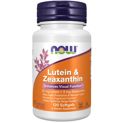 NOW Supplements Lutein & Zeaxanthin 25 mg / 5 mg – 120 Softgels