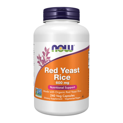 NOW Supplements Red Yeast Rice 600 mg - Organic Red Yeast Rice, 240 Veg Capsules