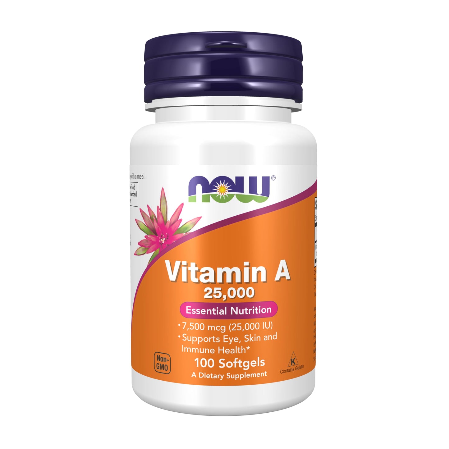 NOW Supplements Vitamin A (Fish Liver Oil) 25,000 IU – 100 Softgels | Essential Nutrition