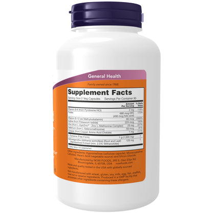 NOW Foods Thyroid Energy™ – Iodine, Tyrosine, Selenium & Ashwagandha | 180 Veg Capsules