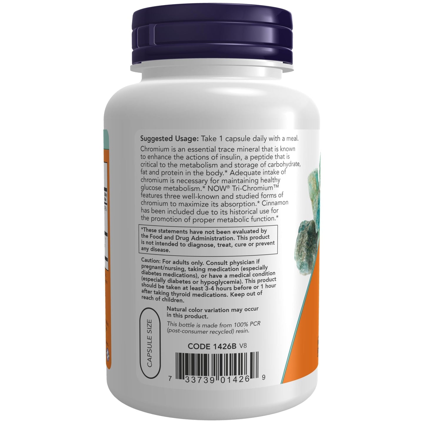 NOW Foods Tri-Chromium 500 mcg with Cinnamon – Insulin Co-Factor, 180 Veg Capsules