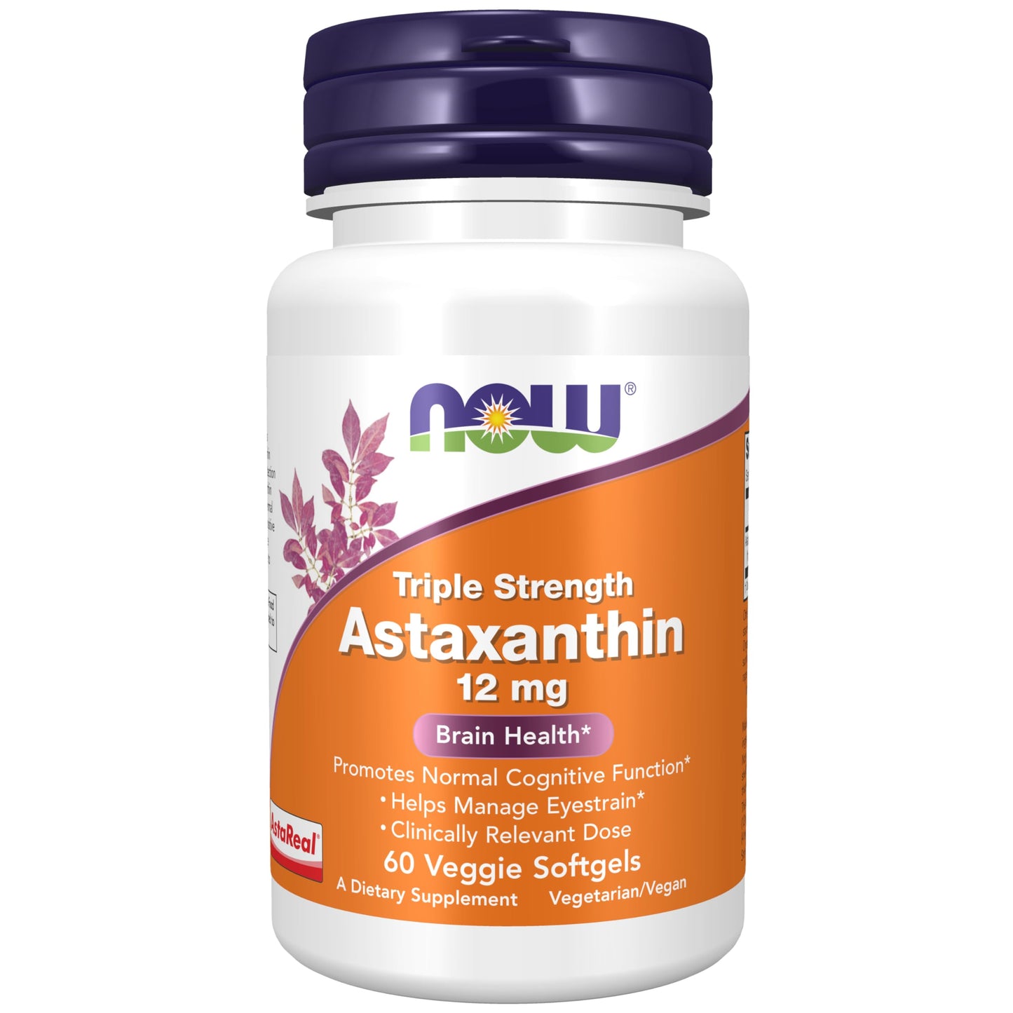 NOW Supplements Triple Strength Astaxanthin 12 mg – Brain Health & Eyestrain | 60 Veggie Softgels