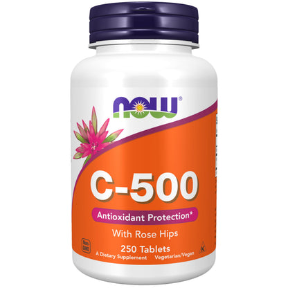 NOW Supplements Vitamin C-500 with Rose Hips, Antioxidant Protection*, 250 Tablets