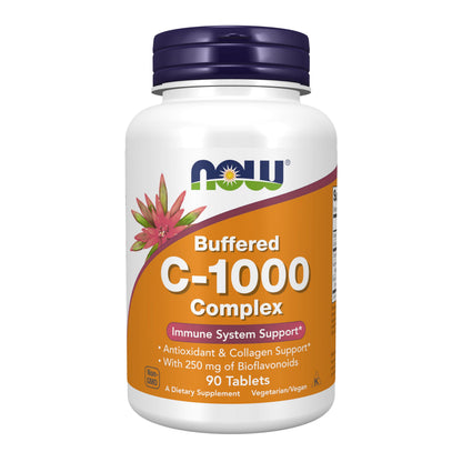 NOW Vitamin C-1000 Complex with Bioflavonoids – 90 Buffered Tablets