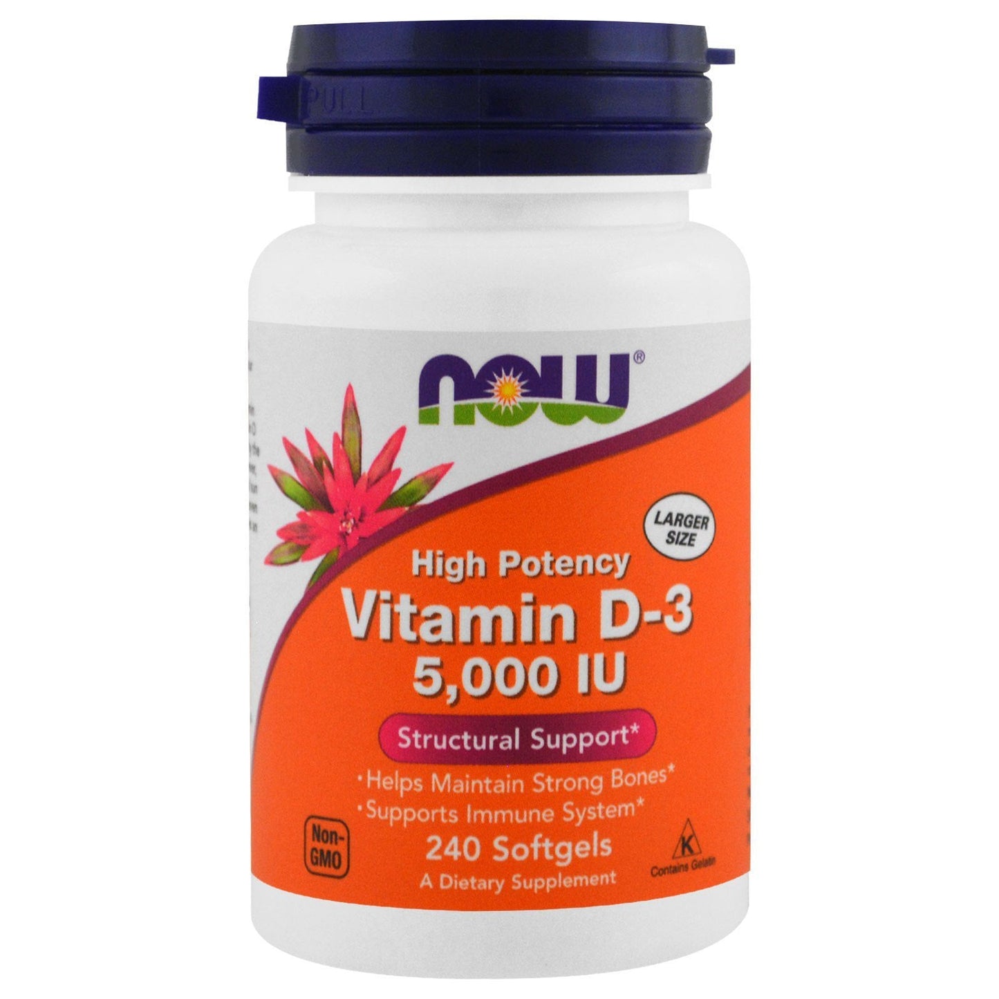 NOW Vitamin D-3 5000 IU – 240 Softgels (Pack of 3) | Vitamin D Supplement