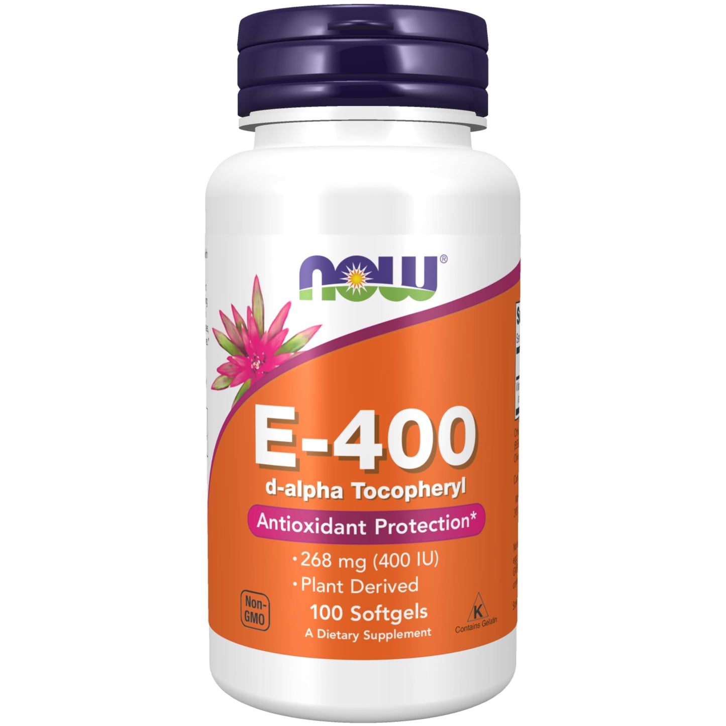 NOW Vitamin E-400 IU D-Alpha Tocopheryl Softgels – Antioxidant Protection, 100 Count