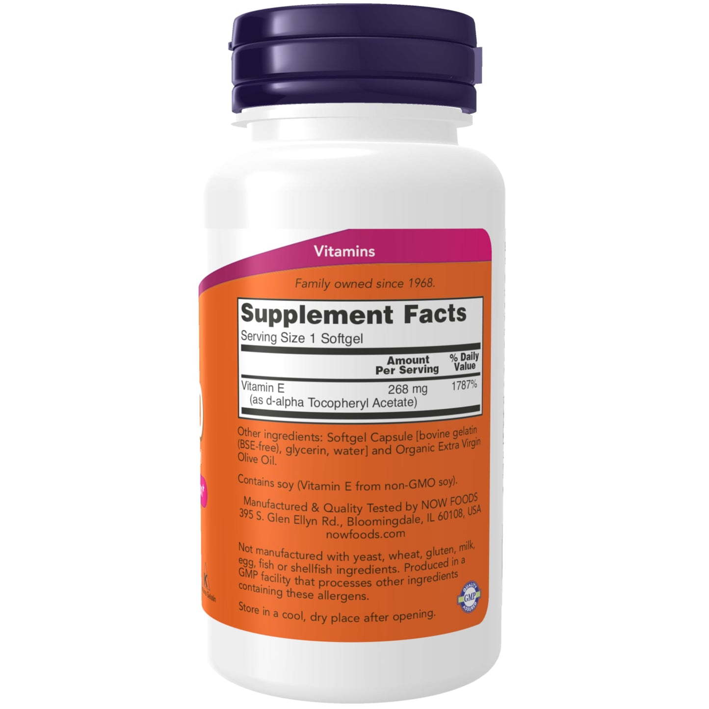 NOW Vitamin E-400 IU D-Alpha Tocopheryl Softgels – Antioxidant Protection, 100 Count