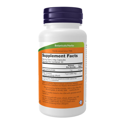 NOW Foods Panax Ginseng 500 mg – Adaptogenic Herb, 100 Veg Caps