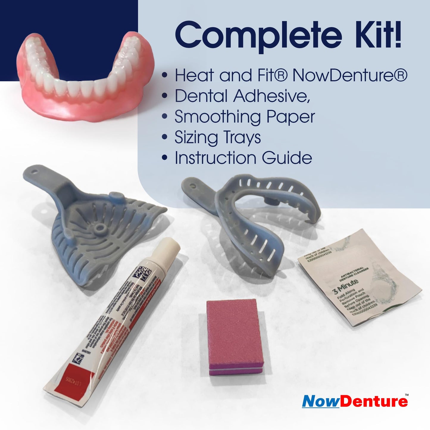 Heat and Fit NowDenture™ – Premium Immediate Lower Dentures (USA Made) – Real Teeth, Custom Fit, Medium