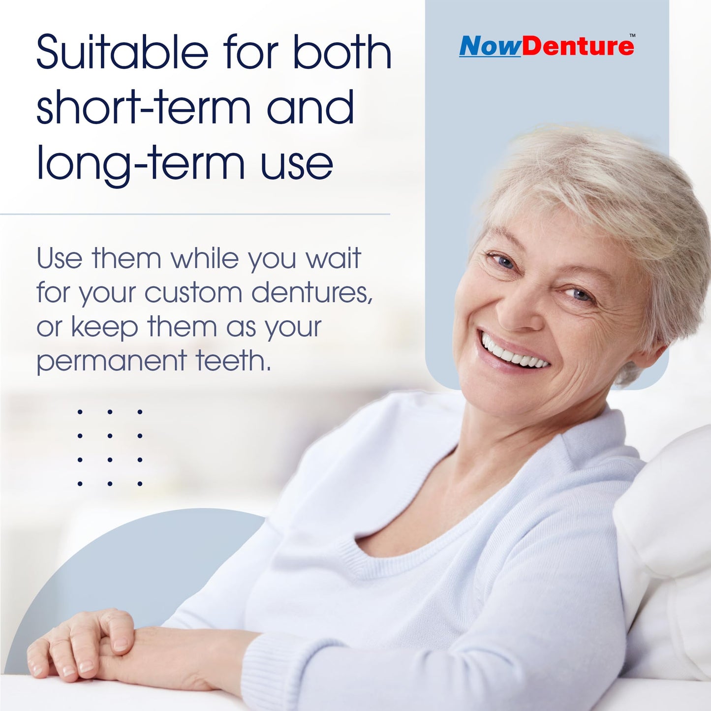 Heat and Fit NowDenture™ – Premium Immediate Lower Dentures (USA Made) – Real Teeth, Custom Fit, Medium