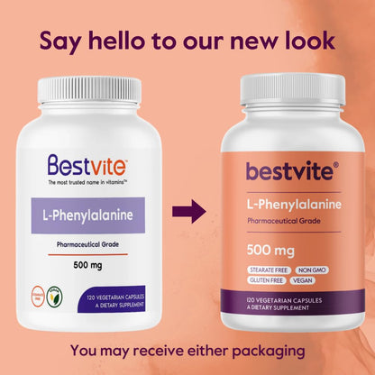 BESTVITE L-Phenylalanine 500mg – 120 Veg Capsules | Vegan, Gluten Free, Non-GMO