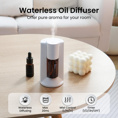 Nsyee Waterless Diffuser | Portable Aromatherapy (10–20mL Bottles), 3 Mist Levels & 3 Timers