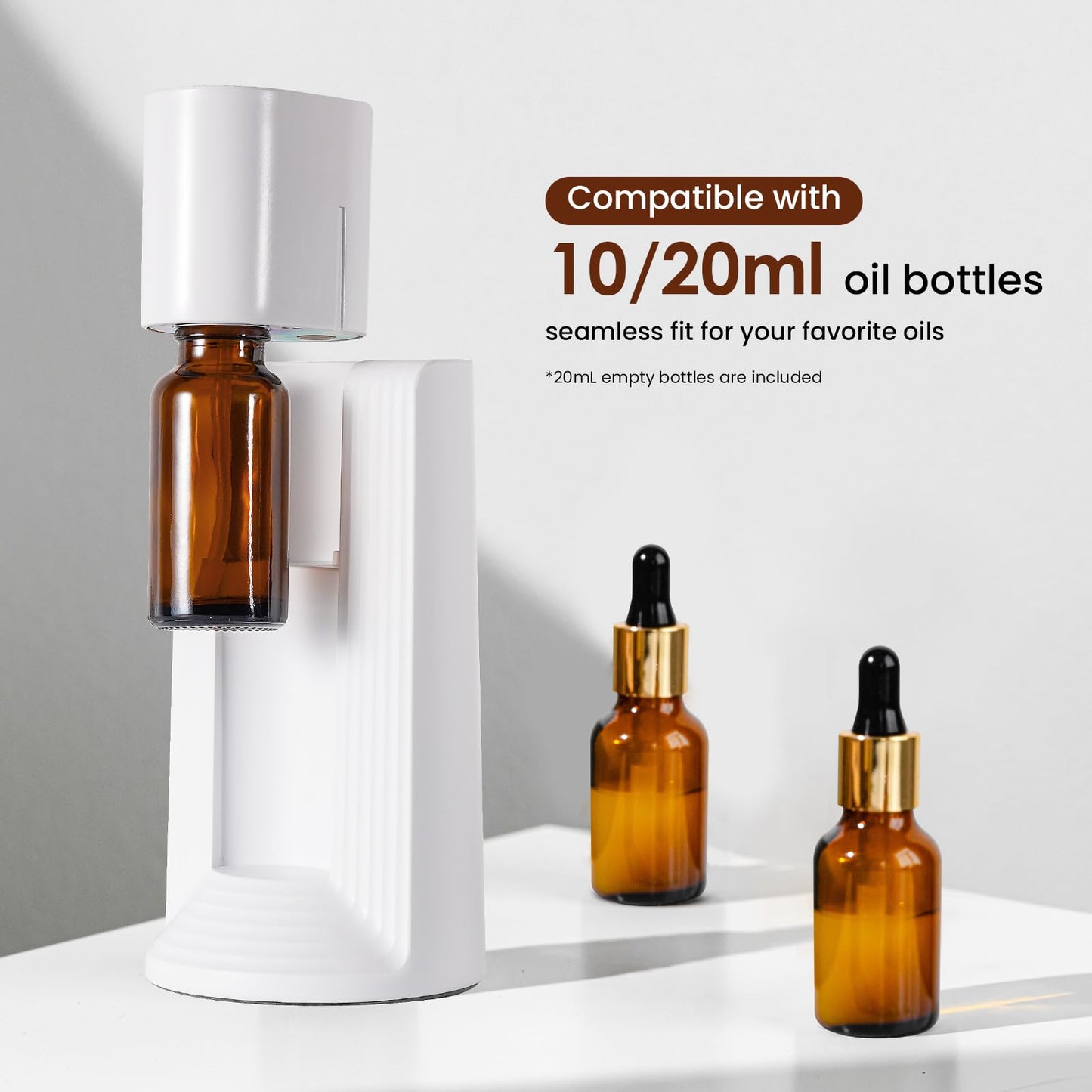 Nsyee Waterless Diffuser | Portable Aromatherapy (10–20mL Bottles), 3 Mist Levels & 3 Timers