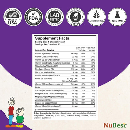 NuBest Tall Kids: Toddler & Kids Vitamins (Ages 2-9) | Bone Strength & Immunity