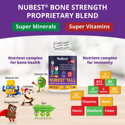 NuBest Tall Kids Vitamins for Ages 2-9 – Bone Strength, Immunity & Growth