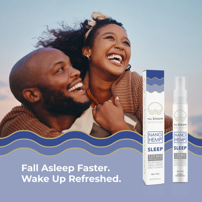 Nu Bloom Sleep Spray - Natural Sleep Aid with Melatonin, L-Theanine, Hemp & Valerian Root | 8 mL, Made in USA