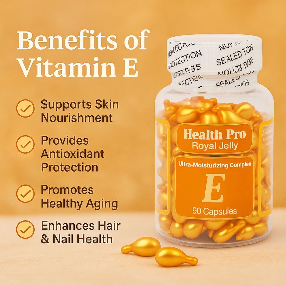 Nu Health Royal Jelly Vitamin E Oil Capsule – Hydrating Skin Serum | 90 Capsules