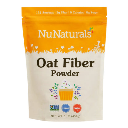 NuNaturals Oat Fiber Powder – All Natural Non-GMO, 1 lb | Supports Digestive Health