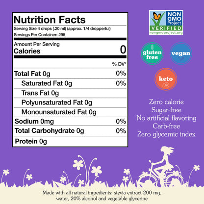 NuNaturals Clear Extract Stevia – Unflavored Liquid Sweetener, 2oz Glass Bottle