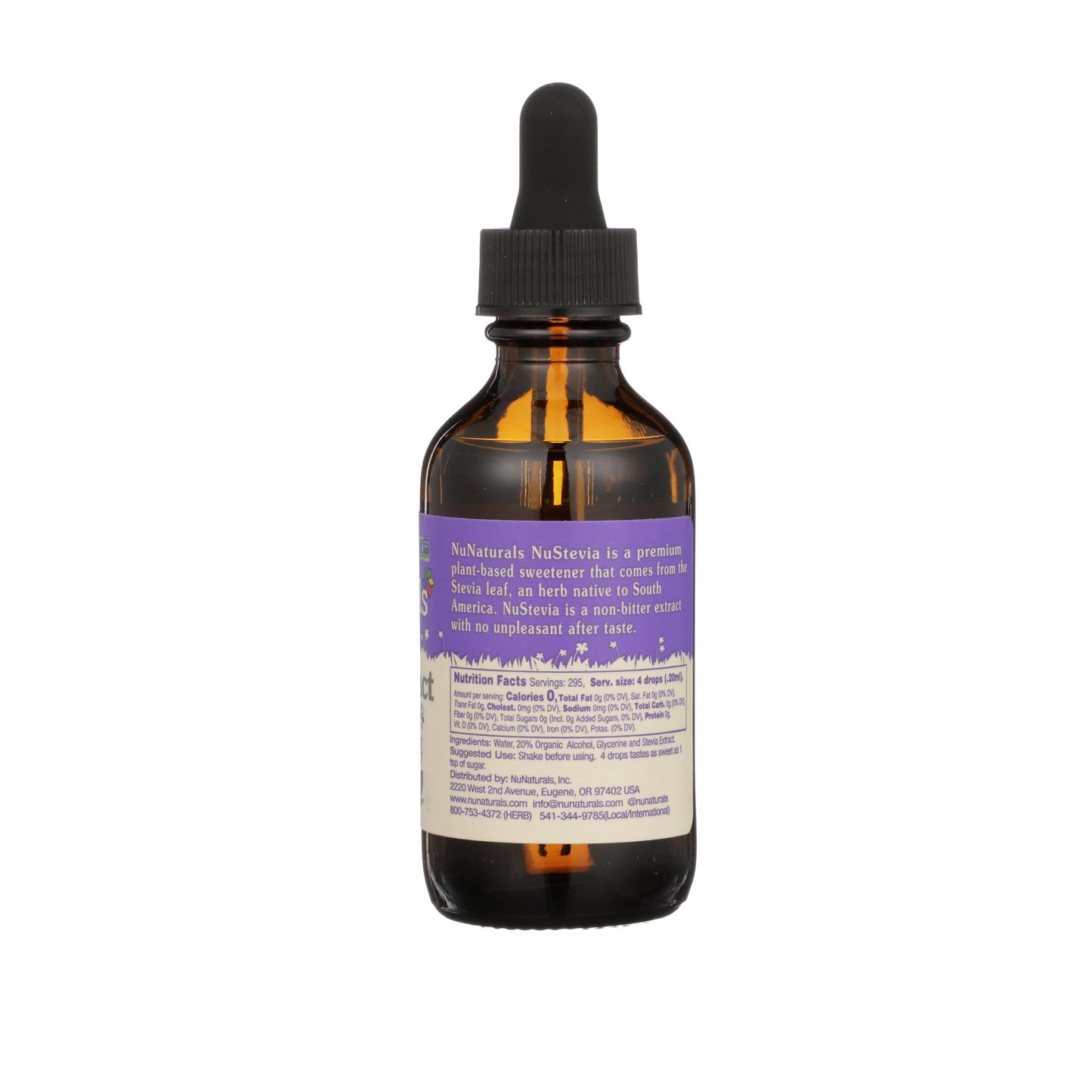 NuNaturals Clear Extract Stevia – Unflavored Liquid Sweetener, 2oz Glass Bottle