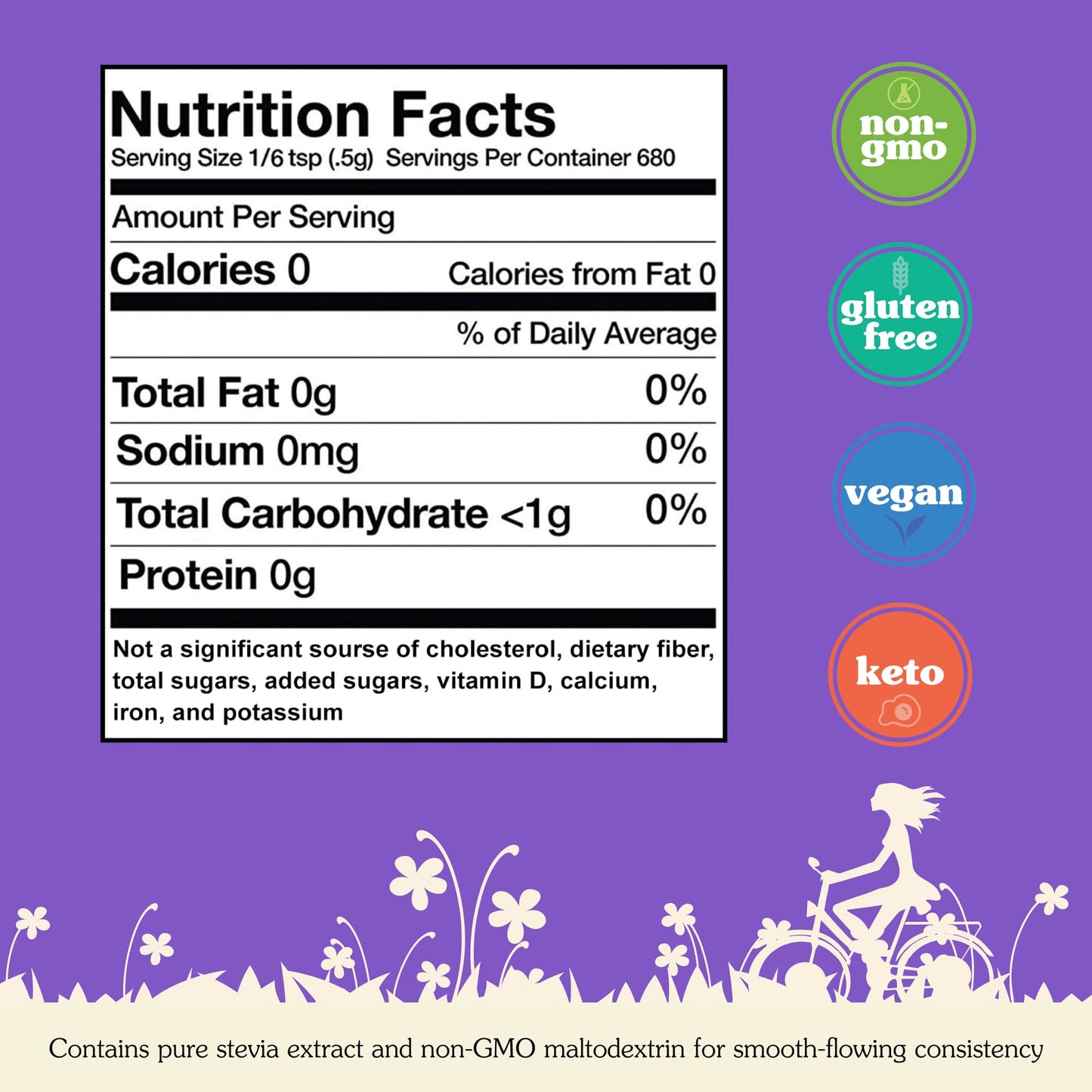 NuNaturals White Stevia Powder Blend — Zero-Calorie Plant-Based Sweetener, 12 oz