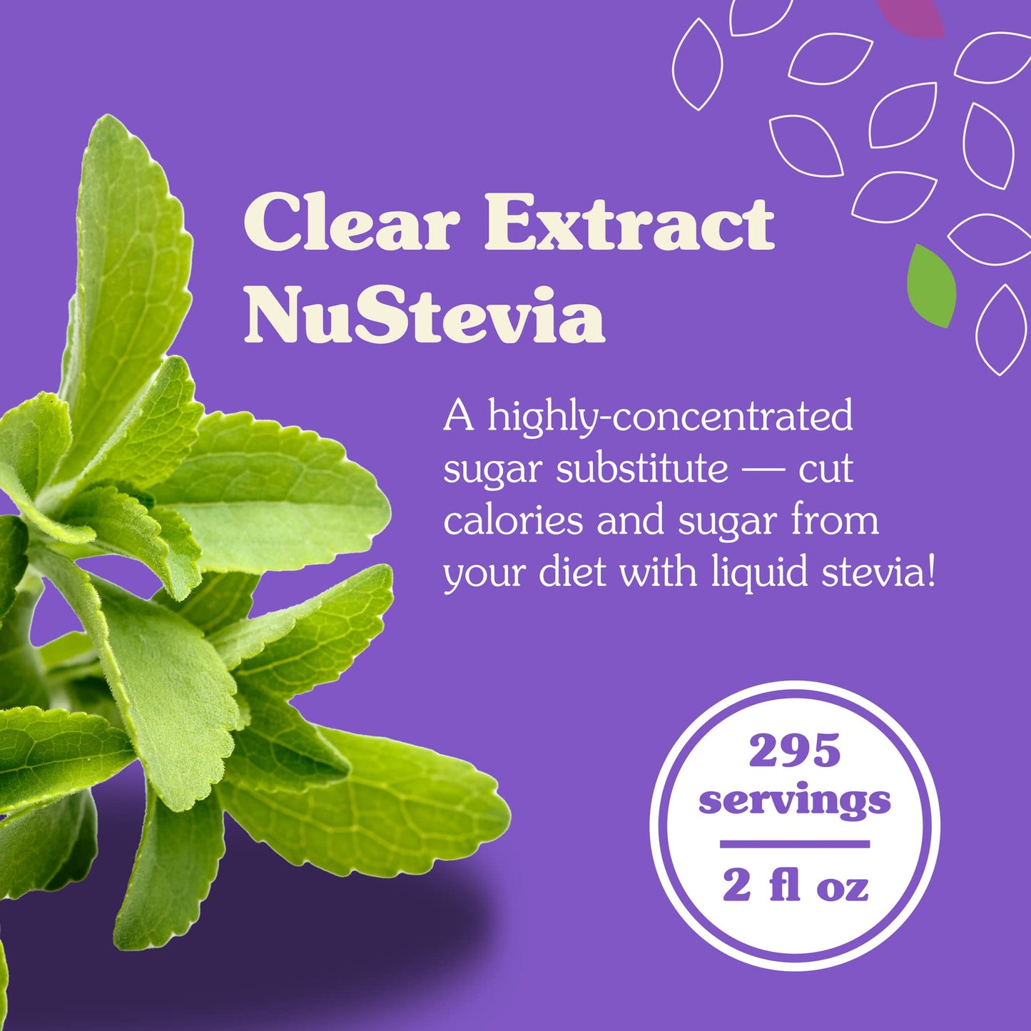 NuNaturals Clear Extract Stevia – Unflavored Liquid Sweetener, 2oz Glass Bottle